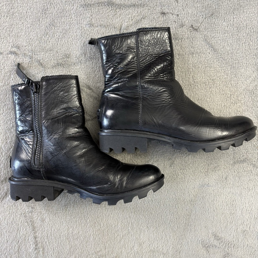 Sorel Boots Womens 7 Phoenix‎ Leather Waterproof Side Zip Ankle Shoes NL3158-010